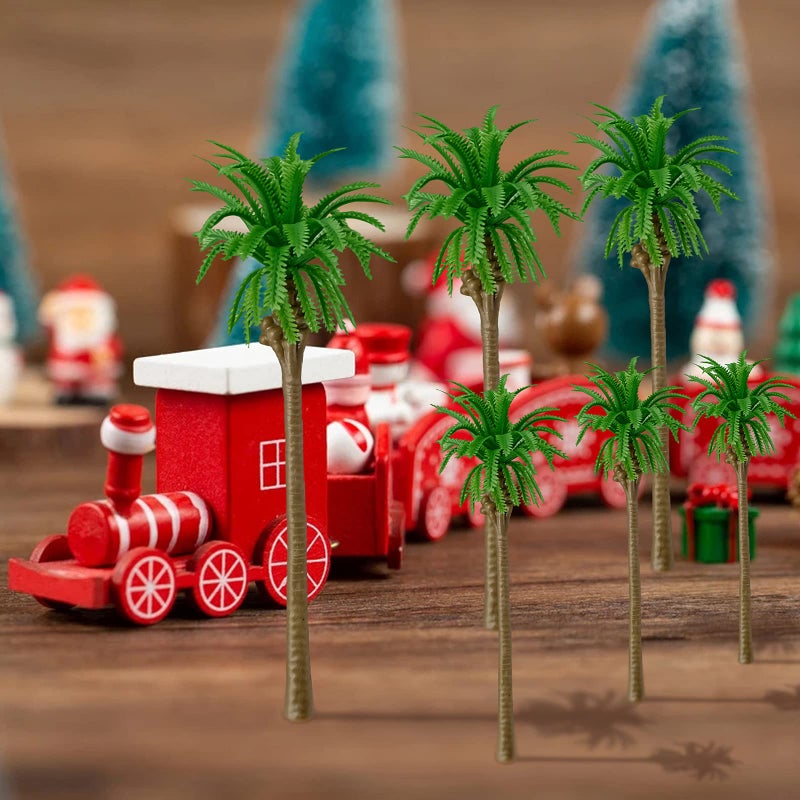 BLLREMIPSUR 12PCS Model Coconut Palm Tree, Mini Scenery Model Tree for Train Railway Scenery, Diorama, Cake Topper, Miniature Garden, Plant Pots Bonsai Craft, Micro Landscape Sandbox - Image 3